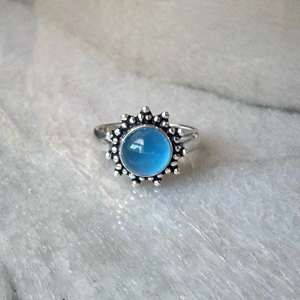 NWOT Sundance Twinkling Sky Ring, Blue Chalcedony, Sterling Silver